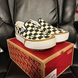 Vans Slip-On Checkerboard Stacked Platform Shoes
